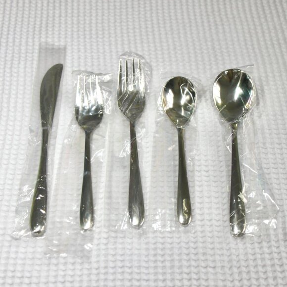 New Dansk Vintage 90's Stainless Steel 18/8 Teardrop Flatware 5 Piece Set - Picture 6 of 6